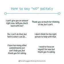 A person making a polite verbal refusal.