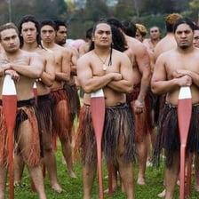 Māori performers participating in a traditional cultural ceremony