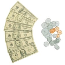 U.S. currency bills and coins