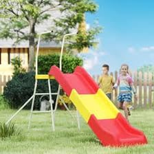A playground slide with a ladder leading to its platform.