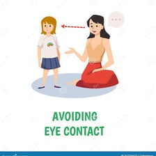 An illustration of a shy person avoiding eye contact