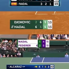 A tennis scoreboard displaying set scores