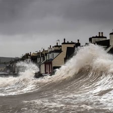 A large wave surging upward