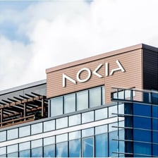 The Nokia logo on a company building or sign.