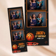 A three-part visual showing a photo being taken, a celebratory shot, and a basketball free throw.