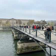 The Pont des Arts pedestrian bridge crossing the Seine in Paris