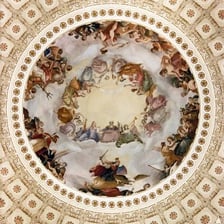 The interior of the U.S. Capitol dome showing The Apotheosis of Washington
