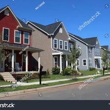 A street lined with homes in a residential neighborhood