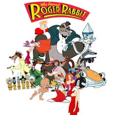 Animated and live-action characters from Who Framed Roger Rabbit