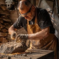 A craftsperson performing precise manual work