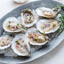 Fresh oysters served on the half shell.