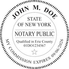 A notary seal stamped on a document