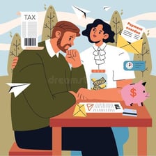 A person examining a bill after realizing they do not have enough money to pay it.