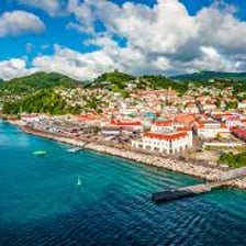 A scenic coastal view of Grenada in the Caribbean.