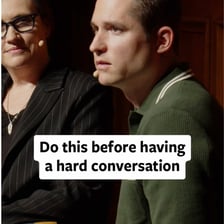 Two people in a conversation, with one appearing to accuse the other of lying.