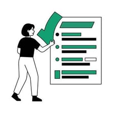 A person reviewing documents and making an evaluation