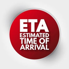 An airport arrivals display showing estimated arrival information