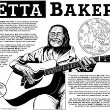 Etta Baker playing guitar in a performance photograph