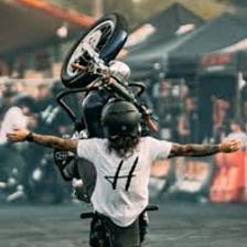 A large arena set up for a stunt show