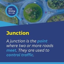 Two roads converging at a junction