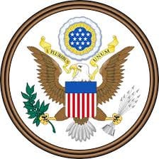 The Great Seal of the United States displaying the motto “E pluribus unum.”