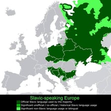 A map showing the broad distribution of Slavic languages in Europe.