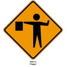 A person following instructions displayed on a sign.