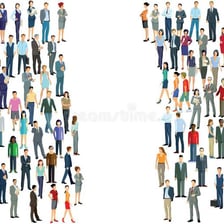 Several individuals standing separately in a group.