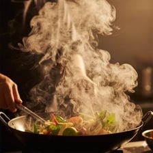 A fragrant dish with visible steam suggesting its aroma.