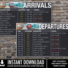 A station board listing train arrival information