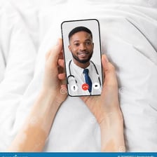 A person making a call to summon a doctor.