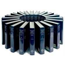Printed volumes of the Oxford English Dictionary.