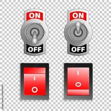 A switch shown in its on and off positions