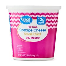 A container of cottage cheese labeled low-fat.