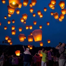 Decorative lanterns at a Lunar New Year celebration.