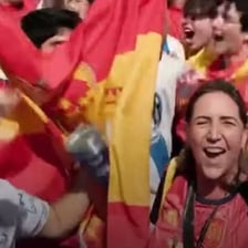 Fans cheering at a Spanish soccer match