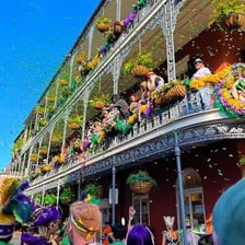 A colorful Mardi Gras parade in New Orleans