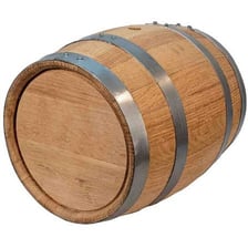 A wooden whiskey barrel made from oak