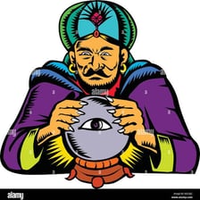 A psychic medium using a crystal ball