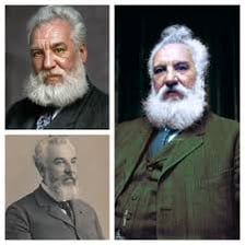Portraits representing Ron Silver, Kristen Bell, and Alexander Graham Bell.