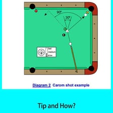 A billiards diagram showing a ball rebounding after contact