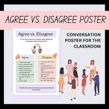 Two people in conversation with contrasting viewpoints