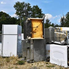 A visibly damaged appliance that can no longer be used.