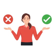 An illustration of someone weighing a moral choice.