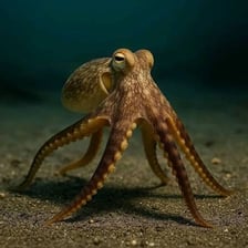 An octopus displaying its eight arms underwater