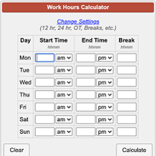 A work schedule displayed alongside a clock