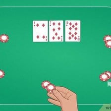 Poker chips placed in the center of a table before a hand