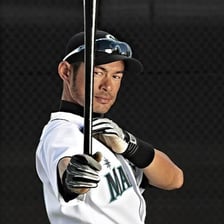 Ichiro Suzuki batting in a baseball game.