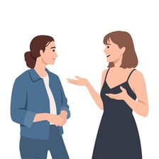 Two people emphatically agreeing during a conversation