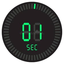 A stopwatch displaying a one-second interval
